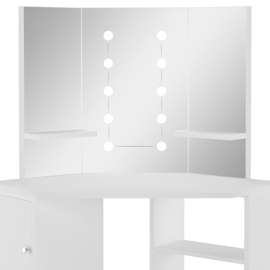 vidaXL Μπουντουάρ Γωνιακό Λευκό με LED