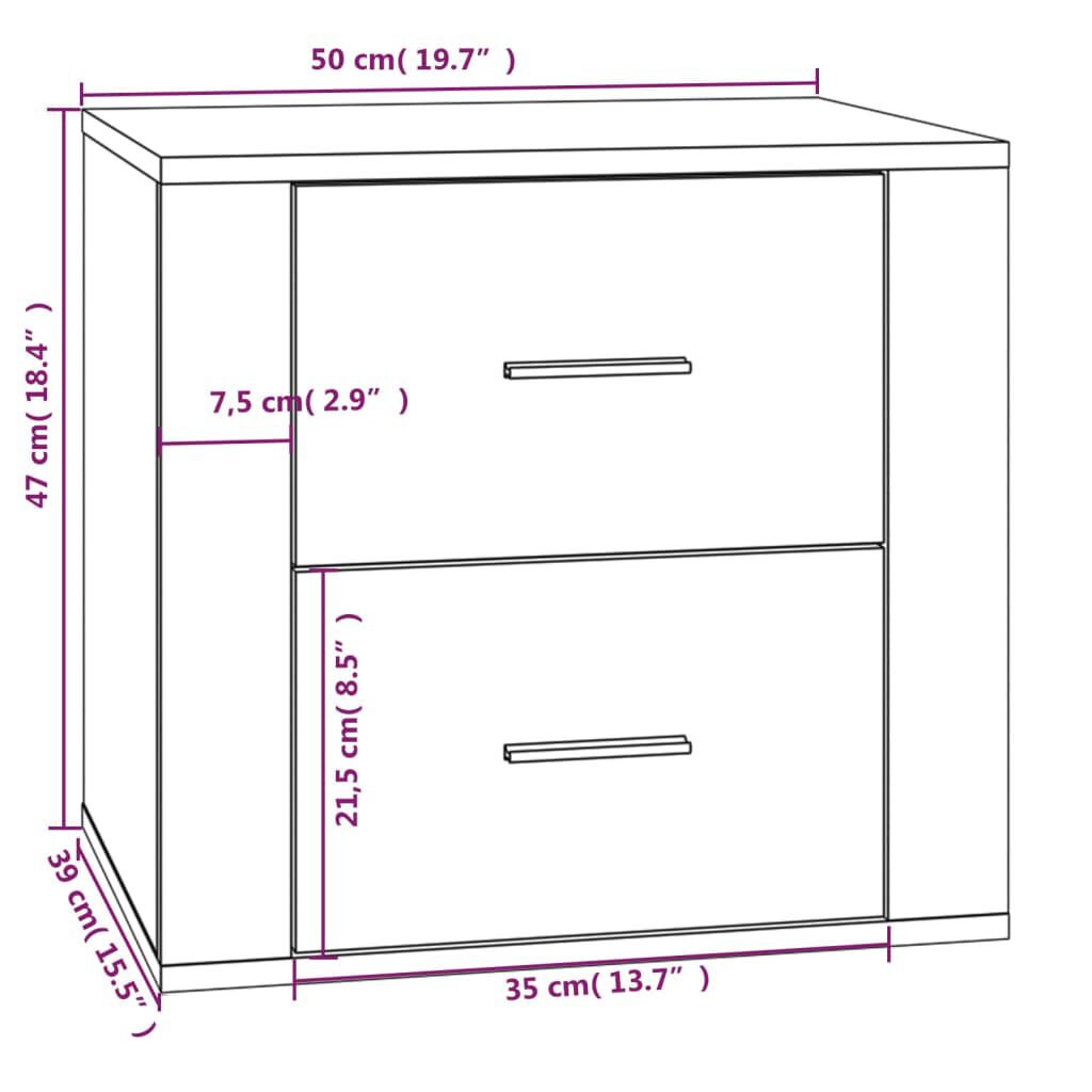 vidaXL Κομοδίνα Γκρι Σκυροδέματος 50x39x47 εκ.