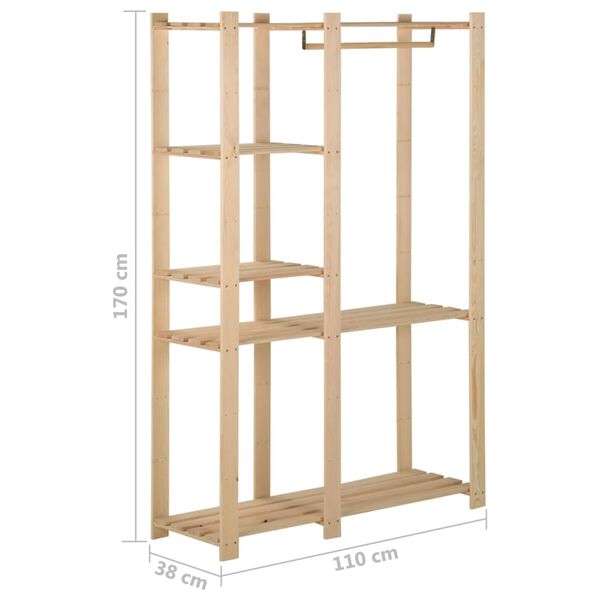 vidaXL Κρεμάστρα Ρούχων Δαπέδου 110x38x170 εκ. από Μασίφ Ξύλο Πεύκου