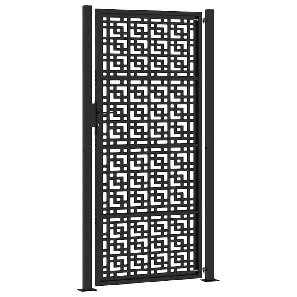 vidaXL Πύλη κήπου Μαύρη 105x205 cm Ατσάλινος Σταυρός Σχεδιασμός
