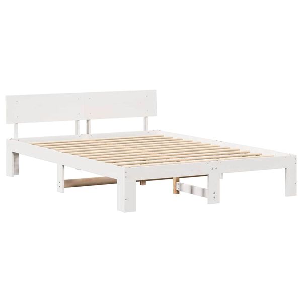 vidaXL Σκελετός Κρεβατιού Λευκό 140 x 200 cm Μασίφ ξύλο πεύκου