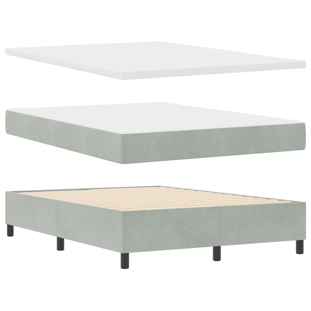 vidaXL Κρεβάτι με Στρώμα Light Grey 160x200 cm Βελούδο