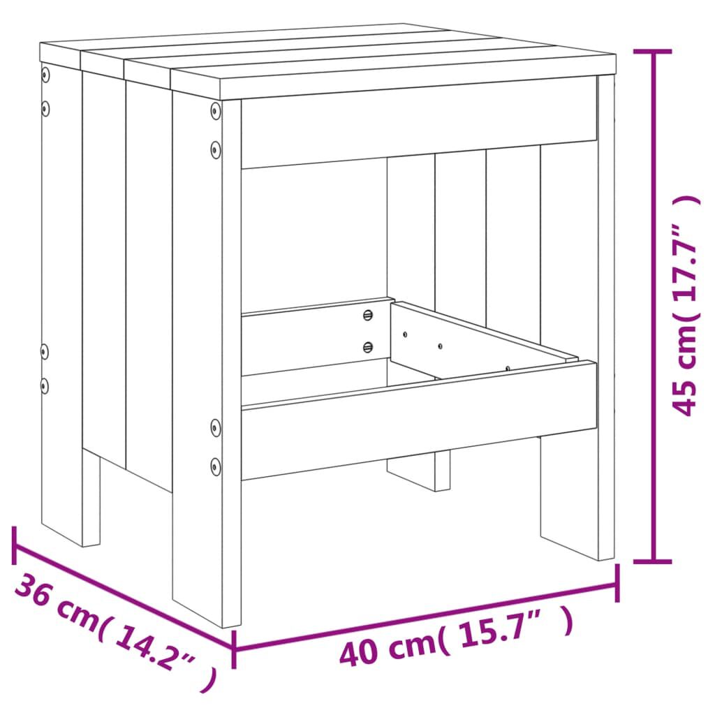 vidaXL Σκαμπό Κήπου 2 Τεμ. Γκρι 40 x 36 x 45εκ. από Μασίφ Ξύλο Πεύκου