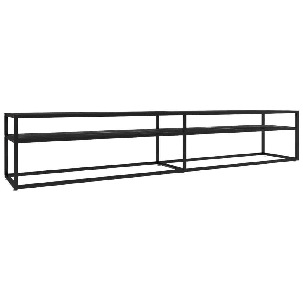 vidaXL Έπιπλο Τηλεόρασης Μαύρο Όψη Μαρμάρου 220x40x40,5εκ Ψημένο Γυαλί