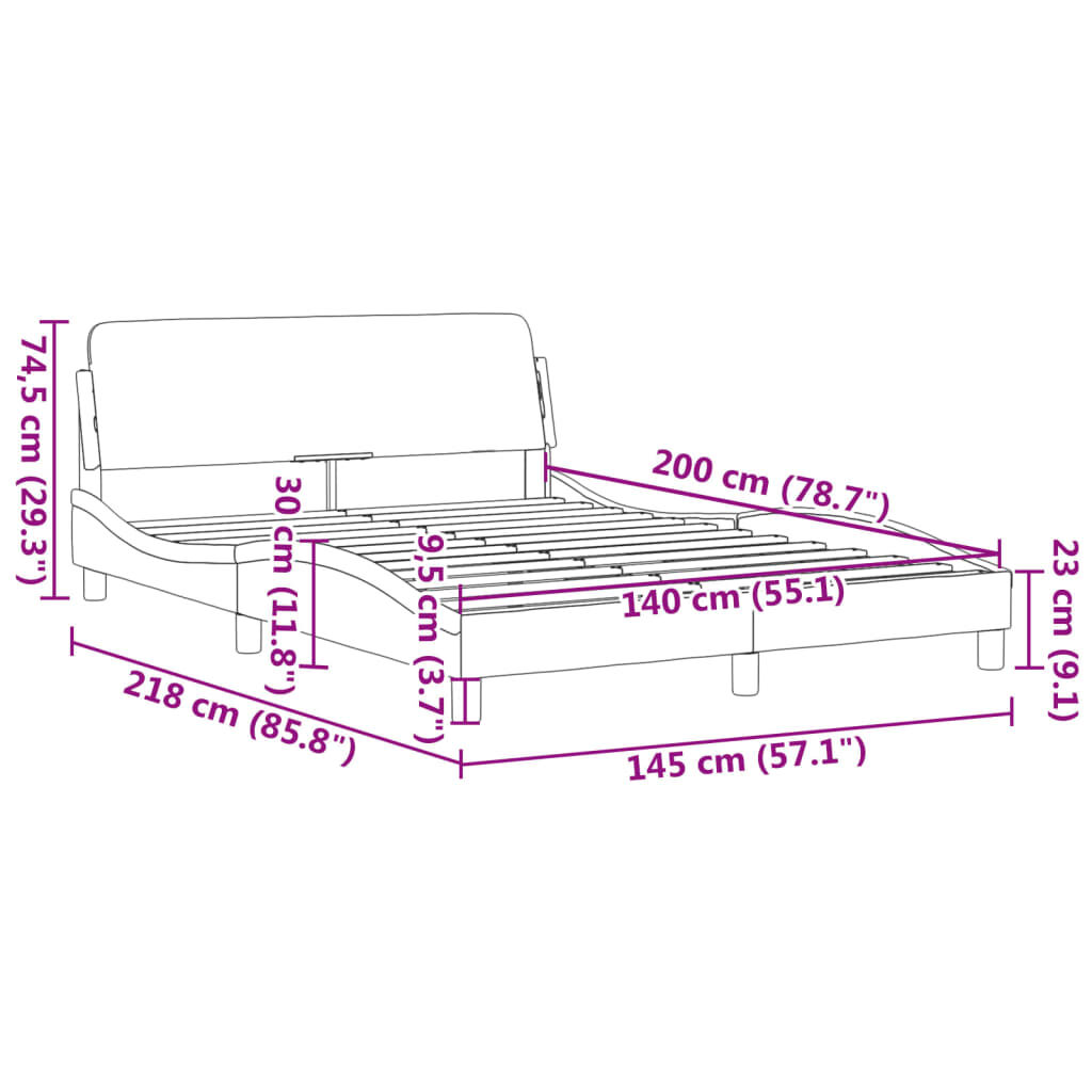 vidaXL Σκελετός Κρεβατιού Χωρίς Στρώμα Taupe 140x200 εκ. Υφασμάτινο