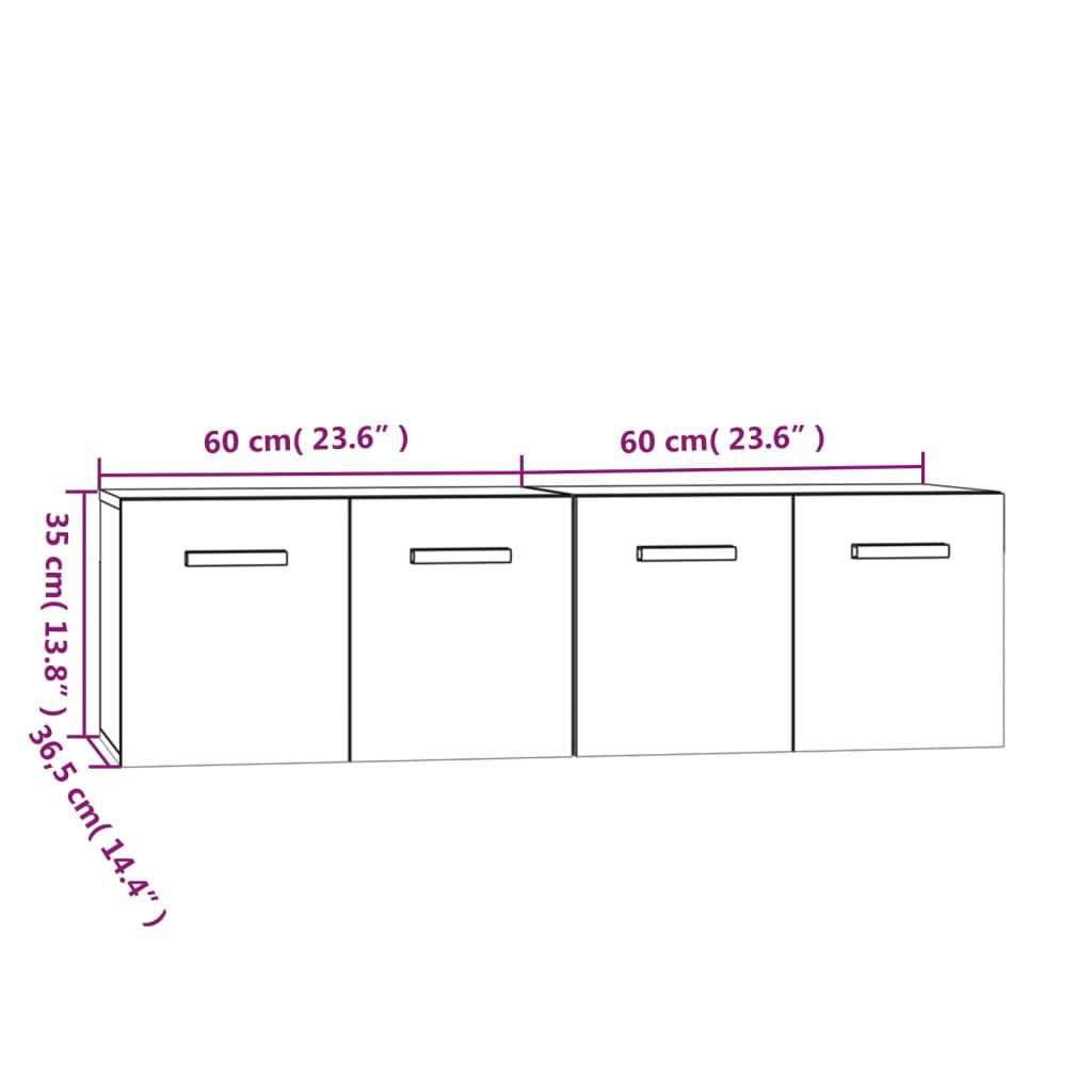 vidaXL Ντουλάπια Τοίχου 2 τεμ. Καπνιστή δρυς 60x36,5x35εκ. Επεξ. Ξύλο