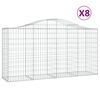 vidaXL Συρματοκιβώτια Τοξωτά 8 τεμ. 200x50x100/120 εκ. Γαλβαν. Ατσάλι