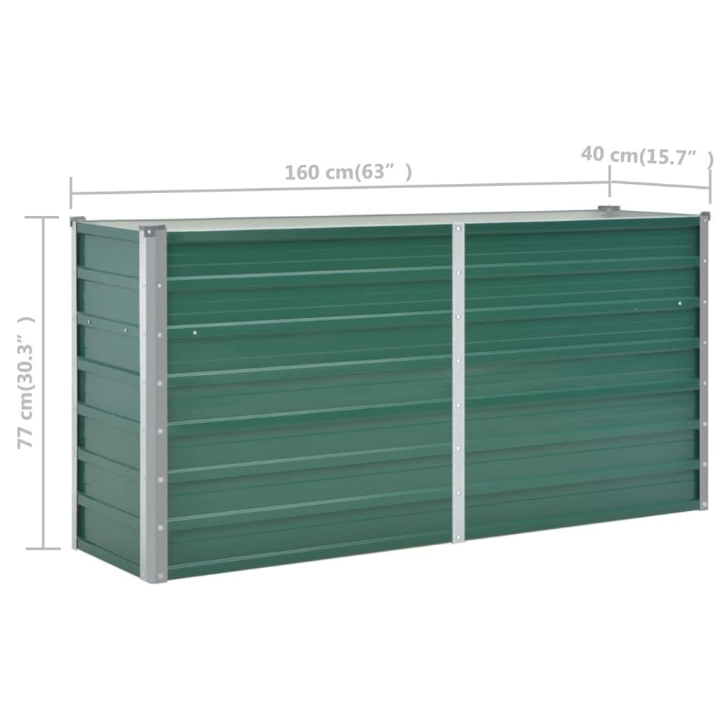 vidaXL Ζαρντινιέρα Υπερυψωμένη Πράσινη 160x40x77 εκ. Γαλβαν. Χάλυβας
