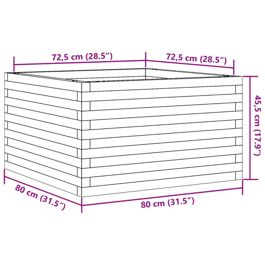 vidaXL Ζαρντινιέρα Κήπου Λευκή 80x80x45,5 εκ. από Μασίφ Ξύλο Πεύκου