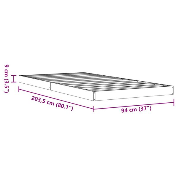 vidaXL Πλαίσιο Κρεβατιού Καφέ Κεριού 90x200 εκ. από Μασίφ Ξύλο Πεύκου