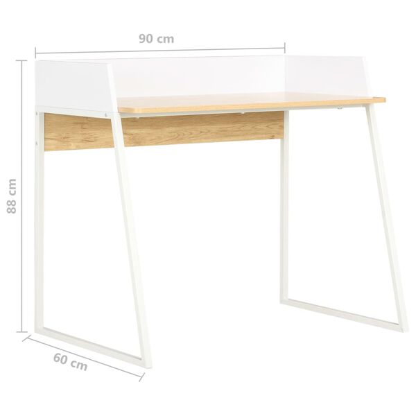 vidaXL Γραφείο Λευκό / Χρώμα Δρυός 90 x 60 x 88 εκ.