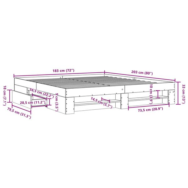 vidaXL Πλαίσιο κρεβατιού χωρίς στρώμα 180x200 εκ. Επεξεργασμένο Ξύλο