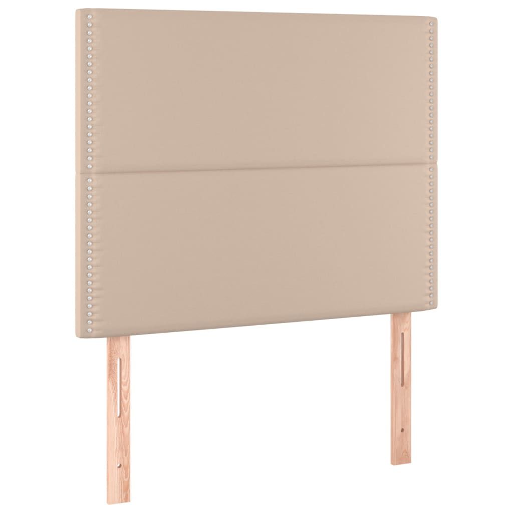 vidaXL Κρεβάτι Boxspring με Στρώμα Καπουτσίνο 90x190εκ.από Συνθ. Δέρμα