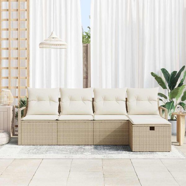 vidaXL Σετ Καναπέ Κήπου 5 pcs μπεζ και κρεμ 230 x 117 x 85 εκ.