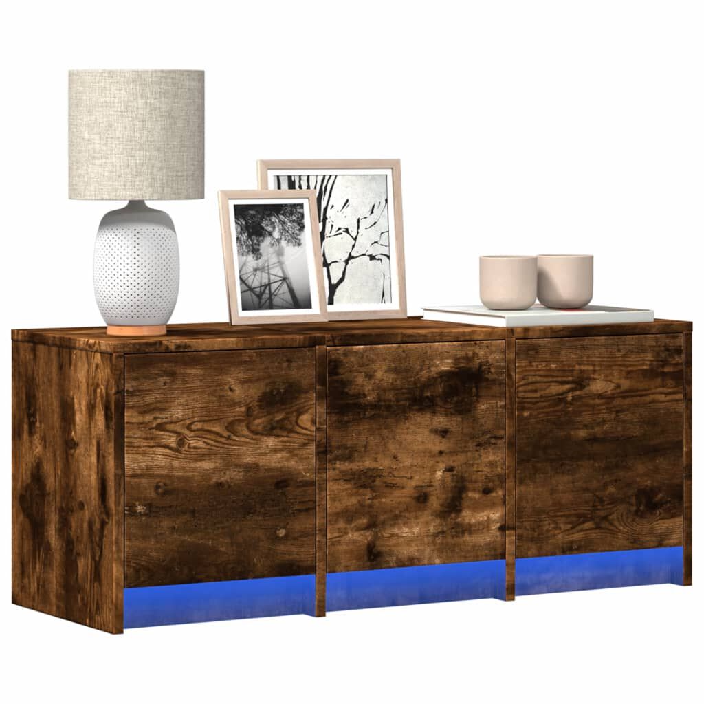 vidaXL Έπιπλο Τηλεόρασης με LED Καπνιστή Δρυς 97x34x40 εκ. Επεξ. Ξύλο