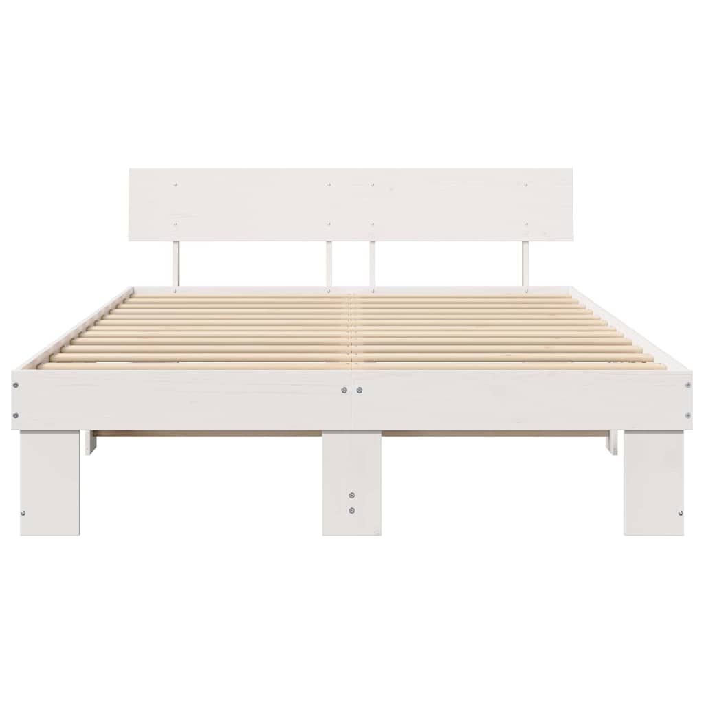 vidaXL Σκελετός Κρεβατιού Λευκό 140 x 200 cm Μασίφ ξύλο πεύκου