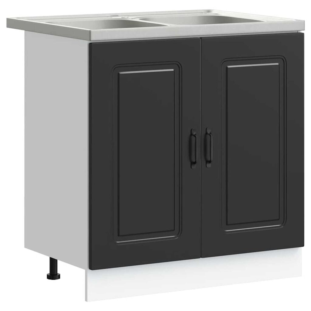 vidaXL Ντουλάπα Κουζίνας με πόρτα Kalmar 2 pcs Μαύρο 80 x 46 x 81.5 εκ