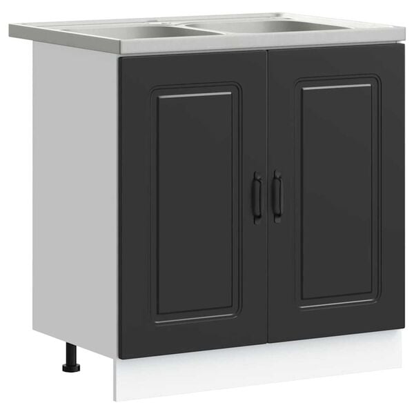 vidaXL Ντουλάπα Κουζίνας με πόρτα Kalmar 2 pcs Μαύρο 80 x 46 x 81.5 εκ