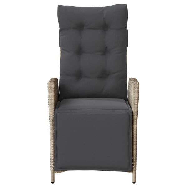 vidaXL Καρέκλα Κήπου Ανακλινόμενη Αν. Γκρι Συνθετικό Ρατάν με Υποπόδιο