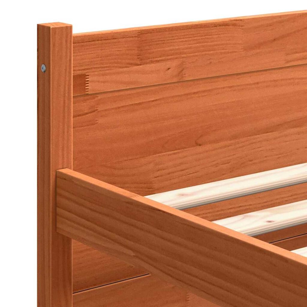 vidaXL Σκελετός Κρεβατιού Καφέ κεριού 135 x 190 cm Μασίφ ξύλο πεύκου