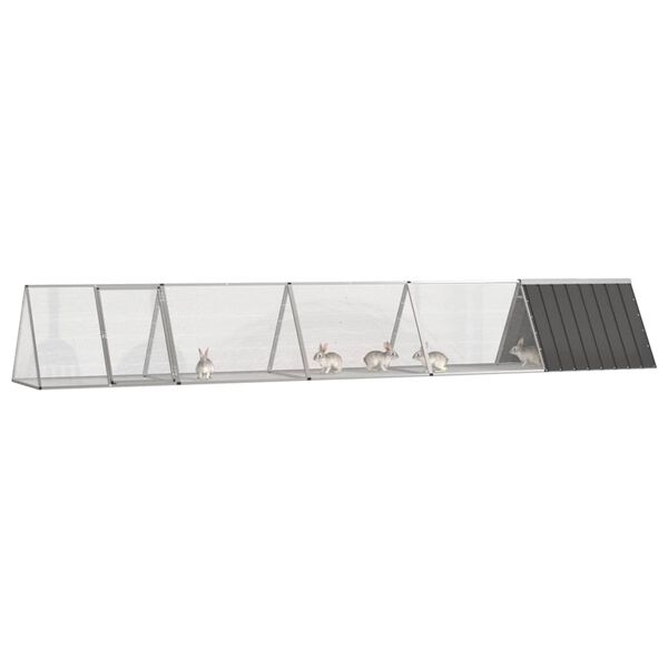 vidaXL Κλουβί Κουνελιών Ανθρακί 504,5x80,5x71 εκ Γαλβανισμένος Χάλυβας