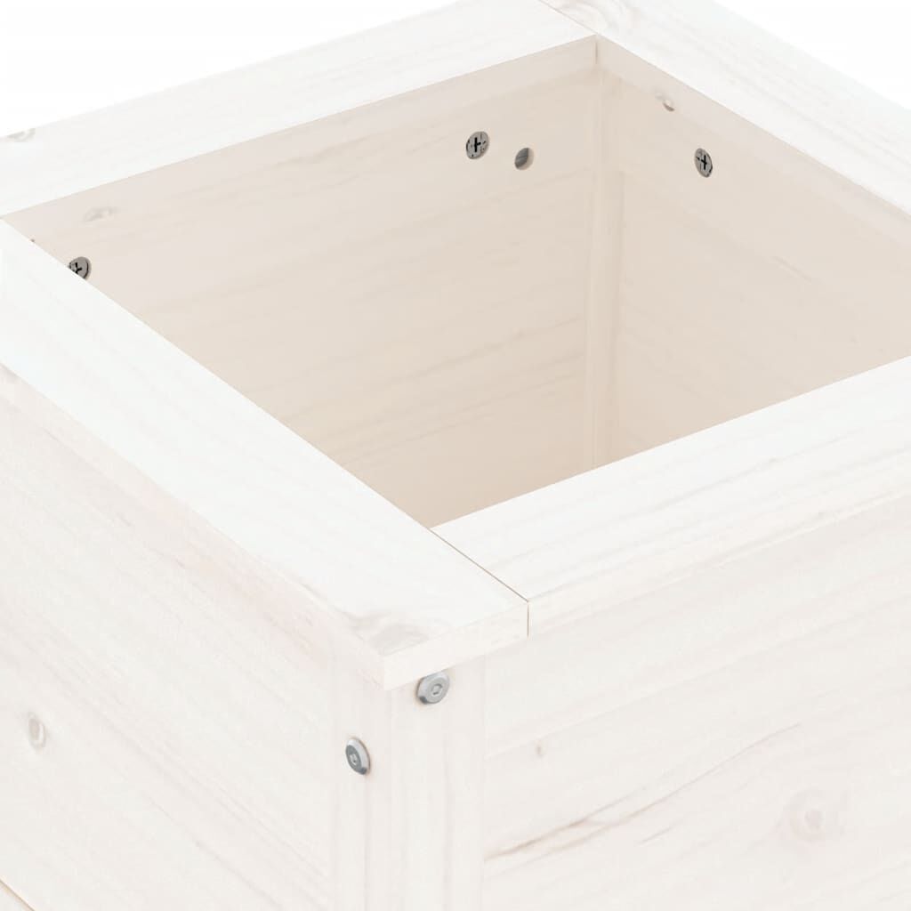 vidaXL Ζαρντινιέρα Λευκή 40 x 40 x 39 εκ. από Μασίφ Ξύλο Πεύκου