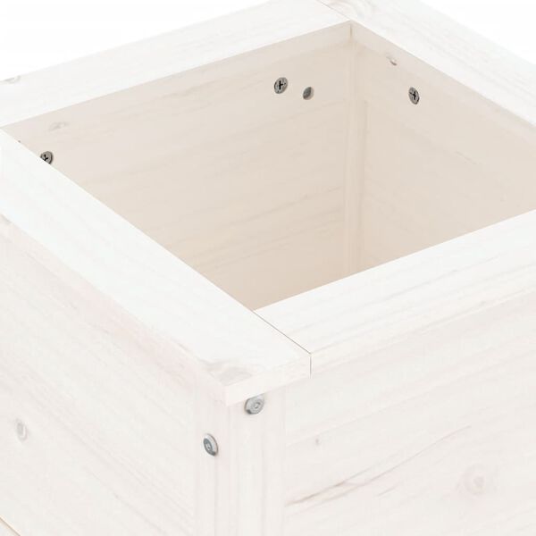vidaXL Ζαρντινιέρα Λευκή 40 x 40 x 39 εκ. από Μασίφ Ξύλο Πεύκου