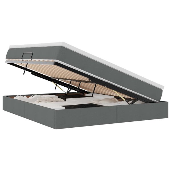 vidaXL Κρεβάτι με αποθηκευτικό χώρο και στρώμα με στρώμα Σκούρο Γκρι