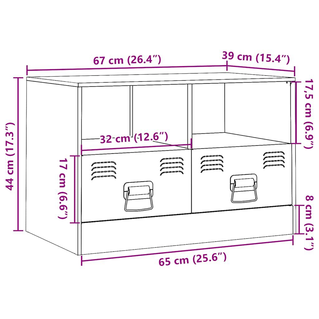 vidaXL Έπιπλο Τηλεόρασης Ροζ 67 x 39 x 44 εκ. από Χάλυβα