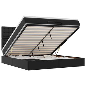 vidaXL Οθωμανικό κρεβάτι με στρώμα Μαύρο 180x200cm Faux Leather