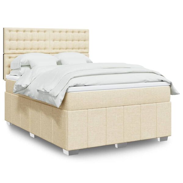 vidaXL &Kappa;&rho;&epsilon;&beta;ά&tau;&iota; Boxspring &mu;&epsilon; &Sigma;&tau;&rho;ώ&mu;&alpha; &Kappa;&rho;&epsilon;&mu; 140x200 &epsilon;&kappa;. &Upsilon;&phi;&alpha;&sigma;&mu;ά&tau;&iota;&nu;&omicron;