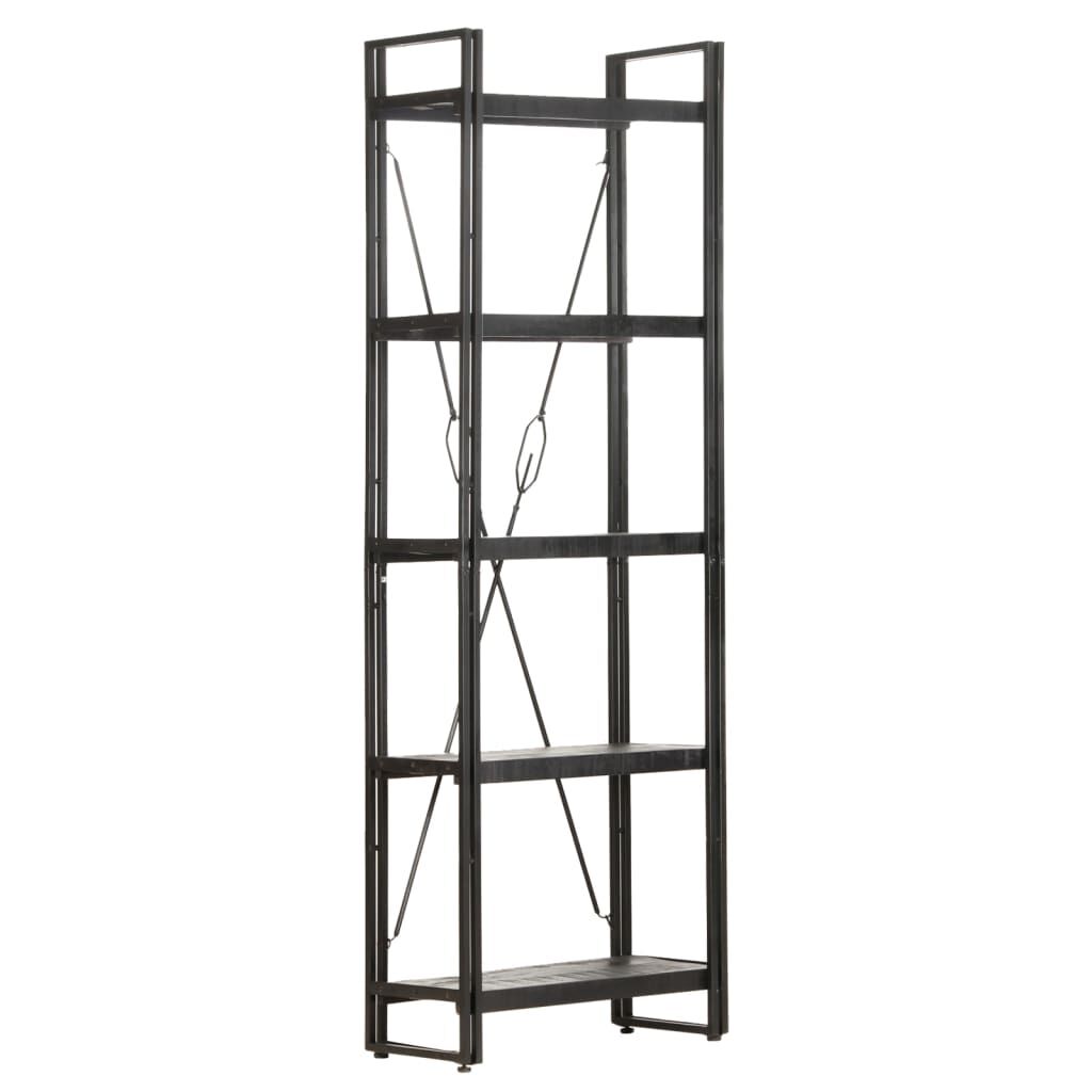 vidaXL Βιβλιοθήκη με 5 Επίπεδα Μαύρη 60x30x180 εκ. Μασίφ Ξύλο Μάνγκο