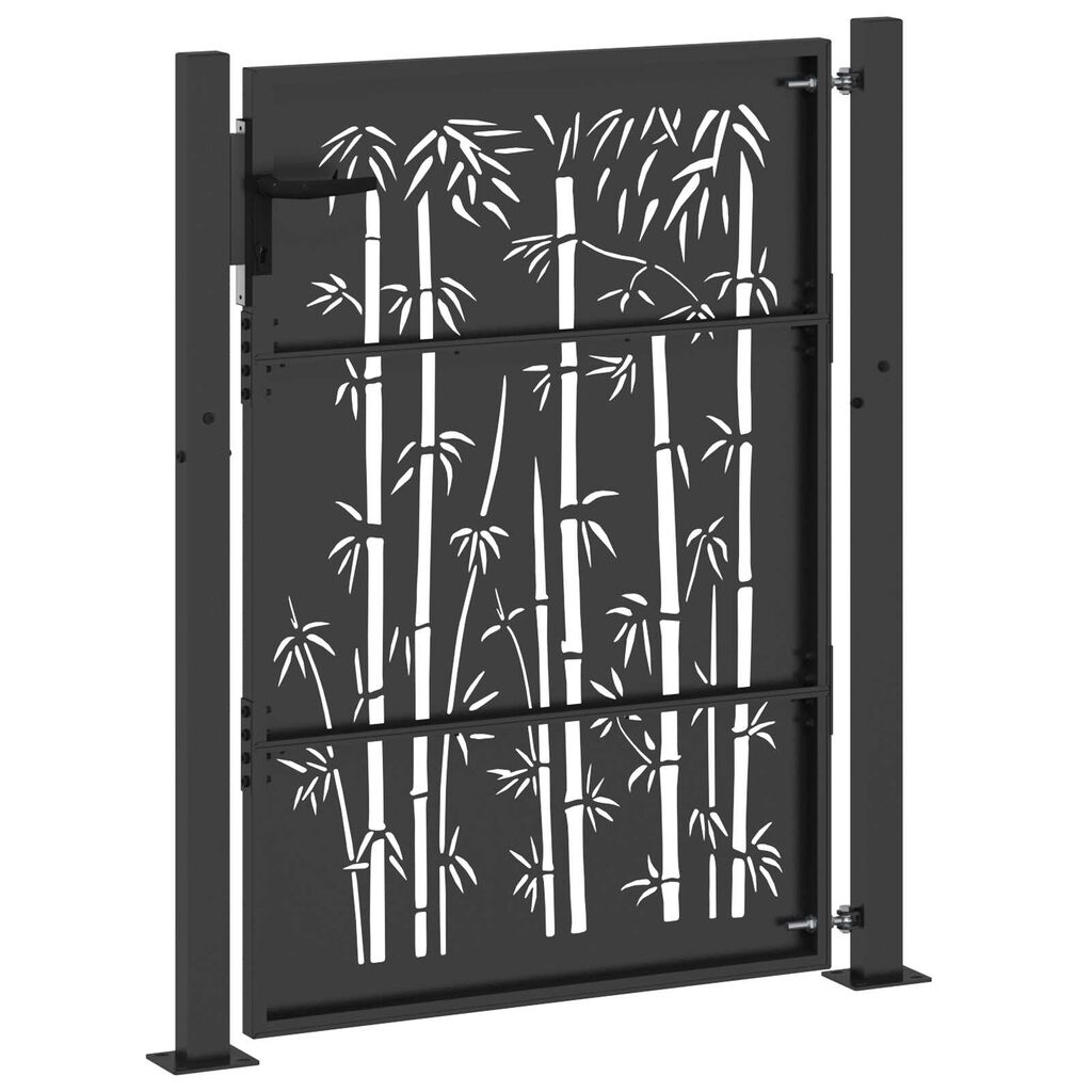 vidaXL Πύλη Κήπου Άλλο Μαύρο 105 x 150 cm Ατσάλι με Επικάλυψη Πούδρας