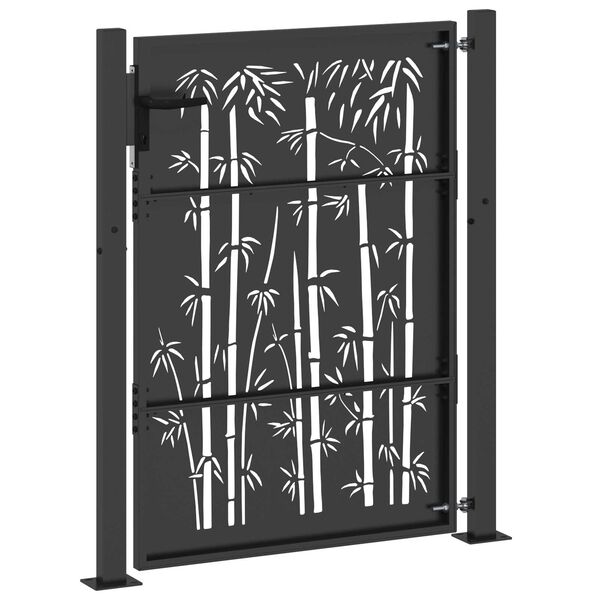 vidaXL Πύλη Κήπου Άλλο Μαύρο 105 x 150 cm Ατσάλι με Επικάλυψη Πούδρας