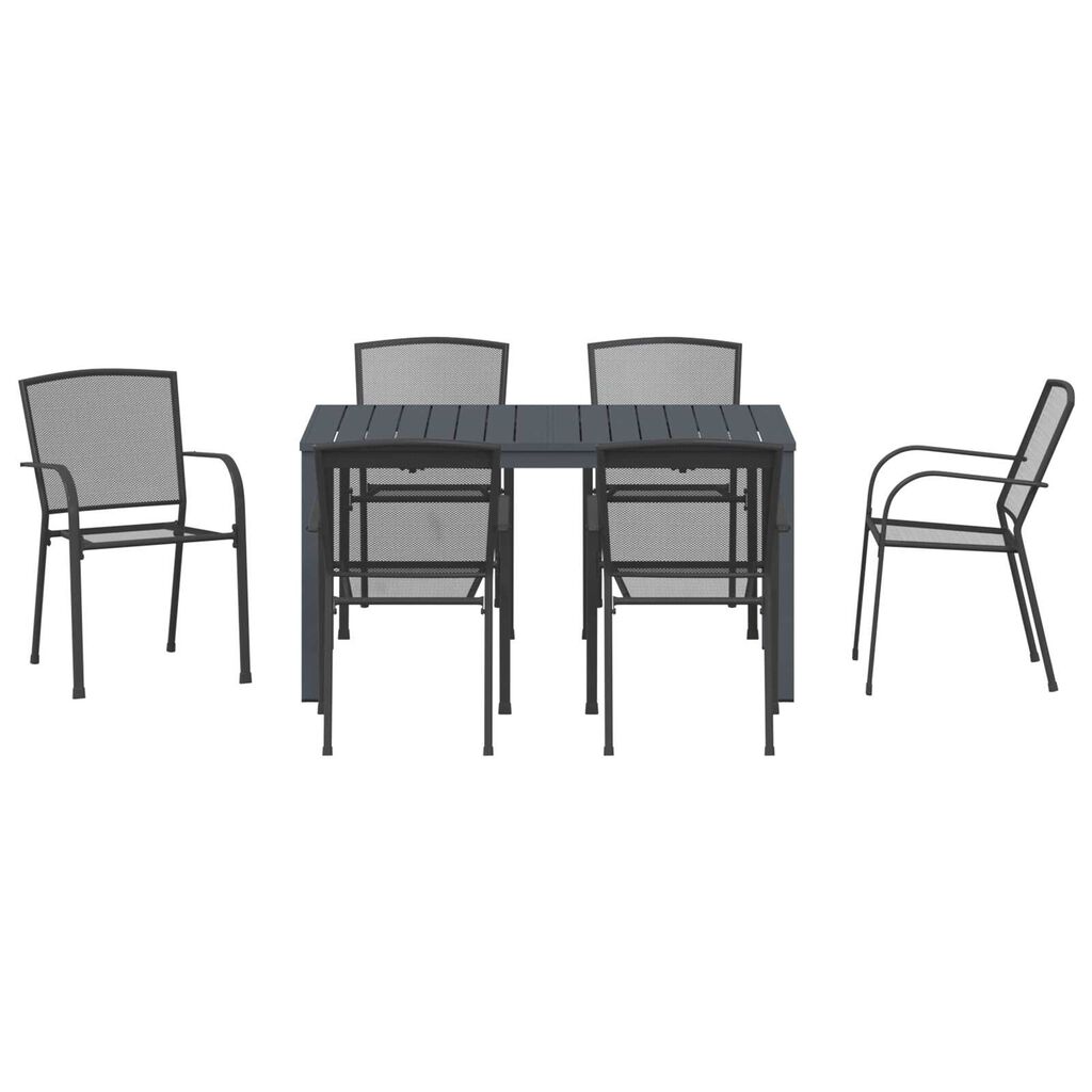 vidaXL Σέτ φαγητού για κήπο 7 pcs Ανθρακί Ατσάλι