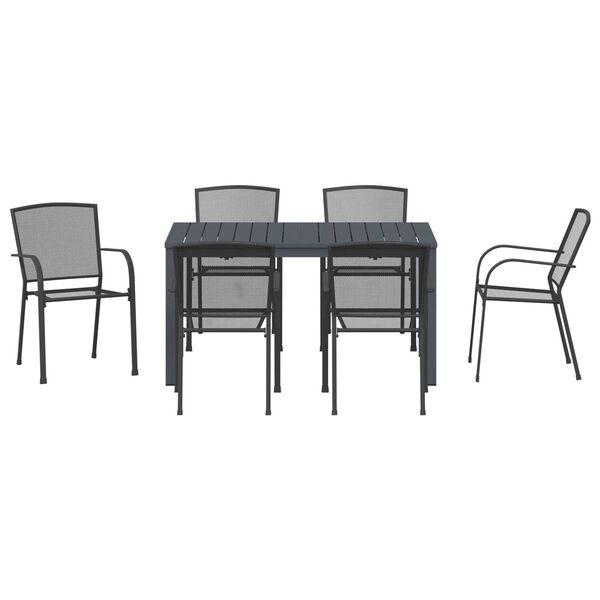 vidaXL Σέτ φαγητού για κήπο 7 pcs Ανθρακί Ατσάλι