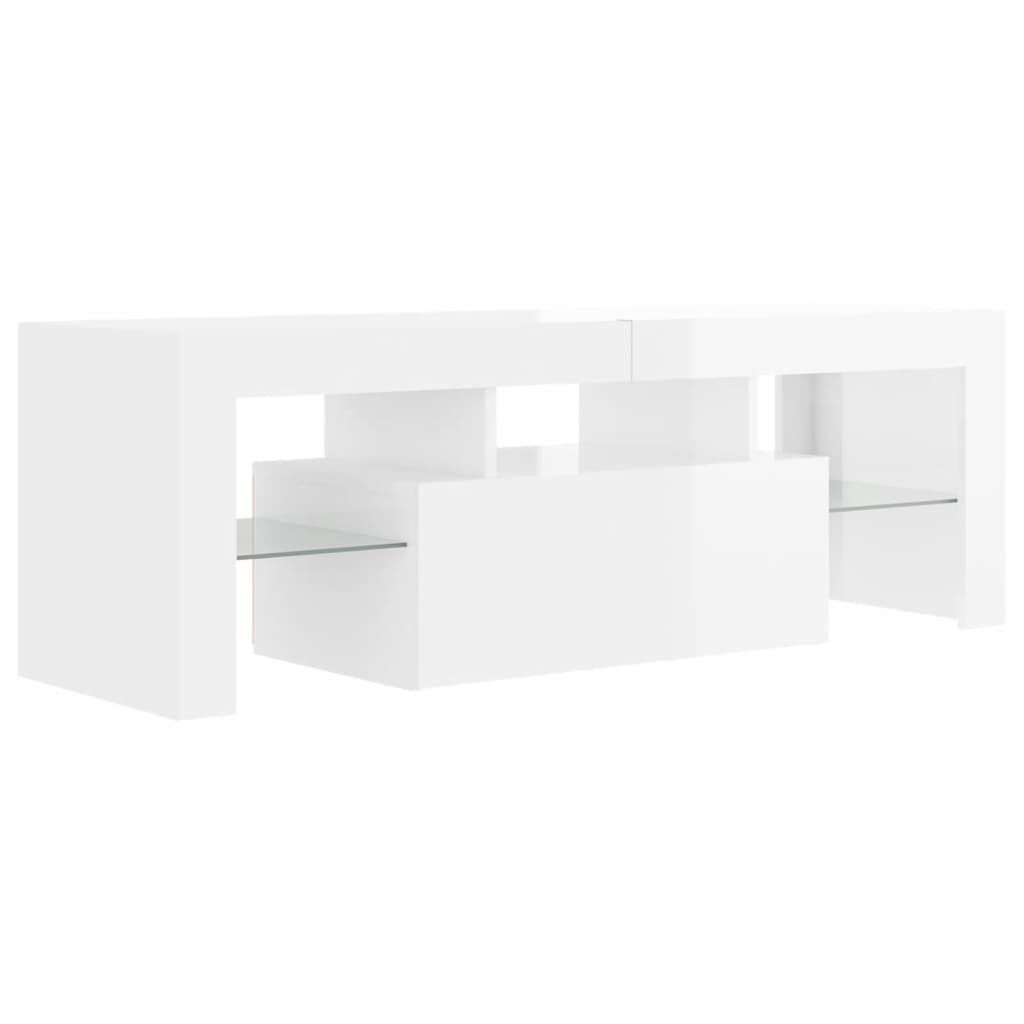 vidaXL Έπιπλο Τηλεόρασης με LED Γυαλιστερό Λευκό 120 x 35 x 40 εκ.