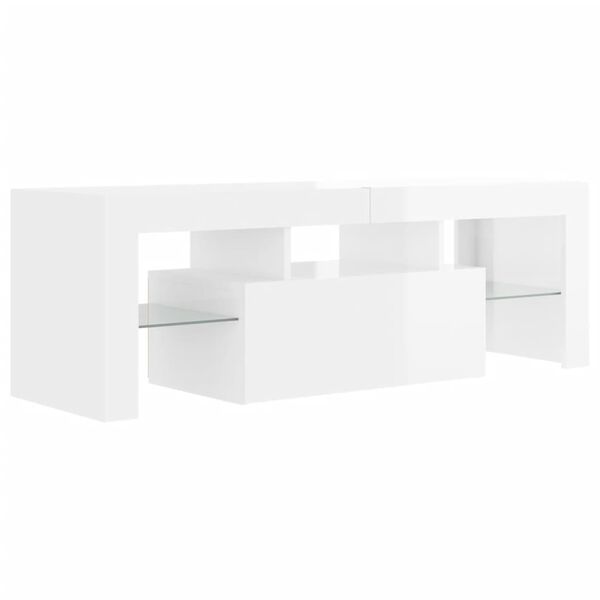 vidaXL Έπιπλο Τηλεόρασης με LED Γυαλιστερό Λευκό 120 x 35 x 40 εκ.