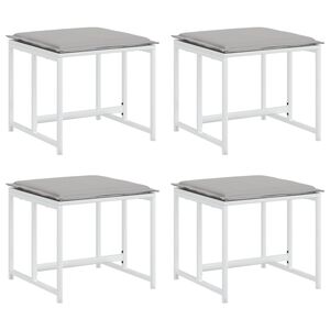 vidaXL Υποπόδια Κήπου 4 τεμ. Λευκά από Ατσάλι/Textilene με Μαξιλάρια