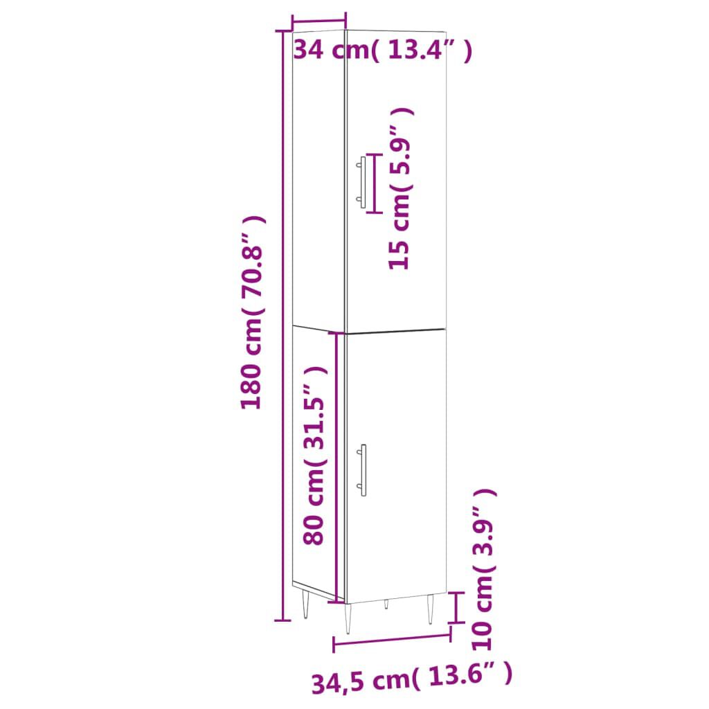 vidaXL Ντουλάπι Καπνιστή δρυς 34,5x34x180 εκ. από Επεξεργασμένο Ξύλο