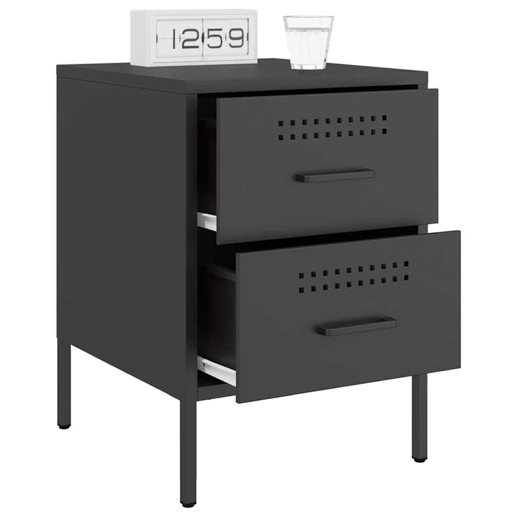 vidaXL Κομοδίνα 2 τεμ. Μαύρα 36x39x50,5 εκ. Χάλυβα
