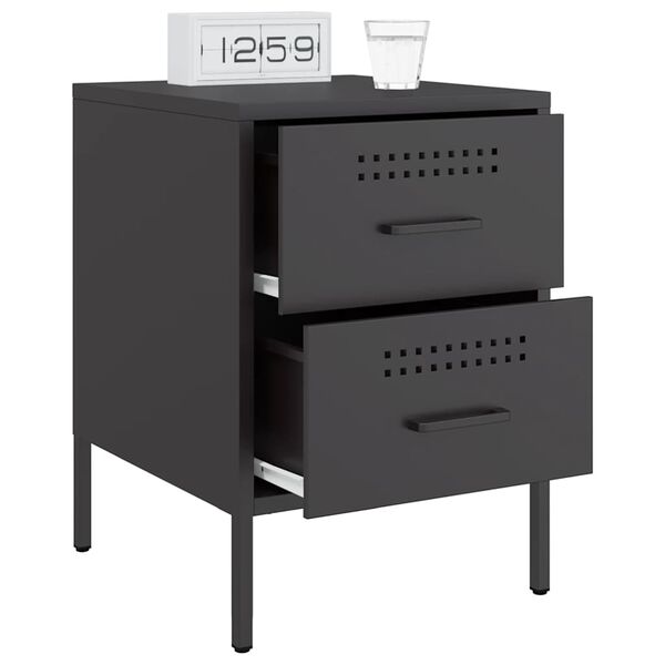 vidaXL Κομοδίνα 2 τεμ. Μαύρα 36x39x50,5 εκ. Χάλυβα