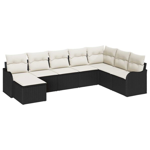 vidaXL Σετ Καναπέ Κήπου με μαξιλάρι 8 pcs Μαύρο Πολυ ράταν