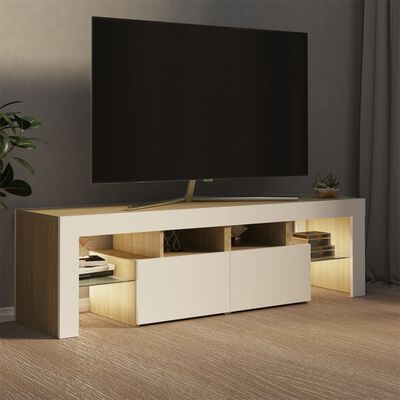 vidaXL Έπιπλο Τηλεόρασης με LED Λευκό/Sonoma Δρυς 140 x 36,5 x 40 εκ.
