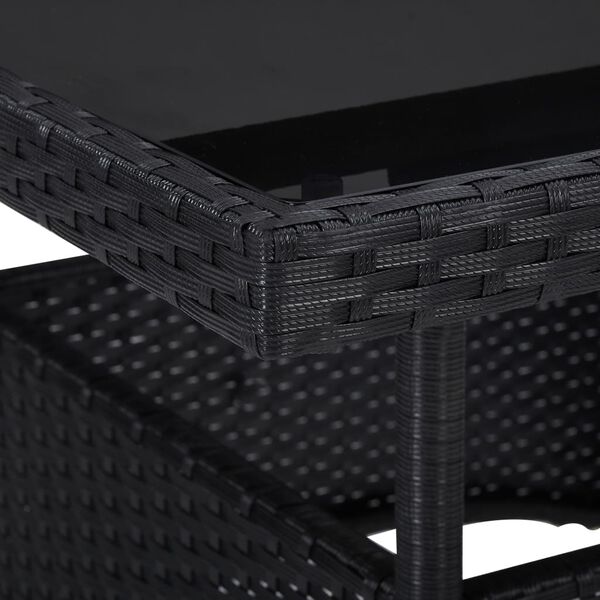 vidaXL Σετ Τραπεζαρίας Κήπου 3 Τεμαχίων Μαύρο Συνθετικό Ρατάν & Γυαλί