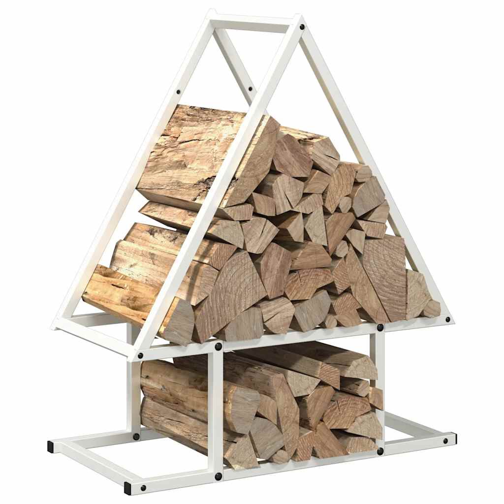 vidaXL Ράφι για καυσόξυλα Λευκό 50x25x60 εκ. Ατσάλι ψυχρής έλασης