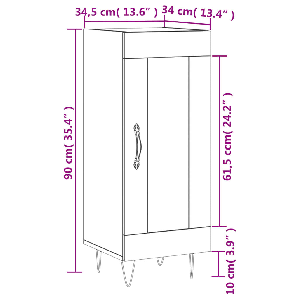 vidaXL Ντουλάπι Καπνιστή Δρυς 34,5 x 34 x 90 εκ. Επεξεργασμένο Ξύλο