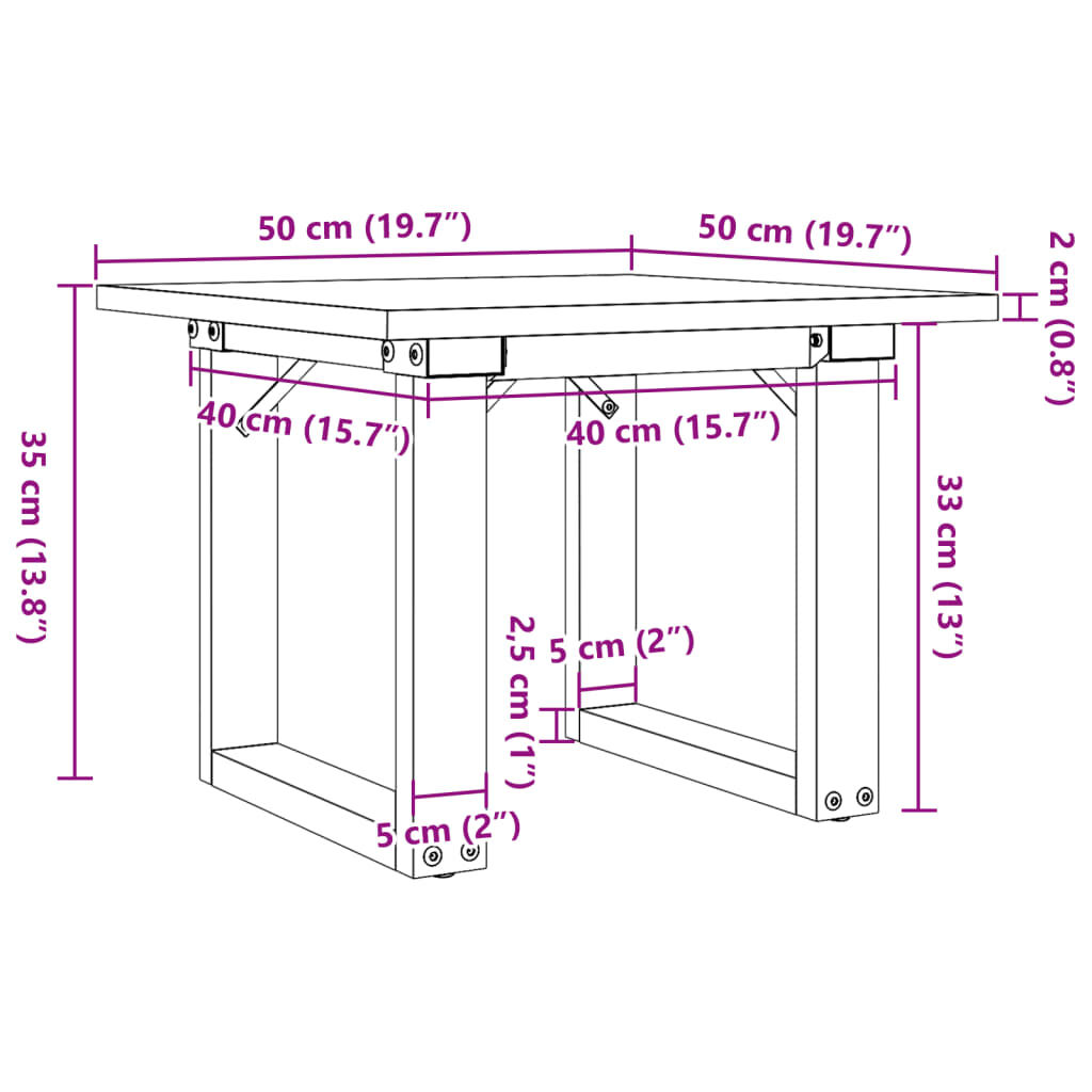 vidaXL Τραπεζάκι Σαλονιού Πλαίσιο Ο 50x50x35εκ Μασίφ Πεύκο/Ατσάλι