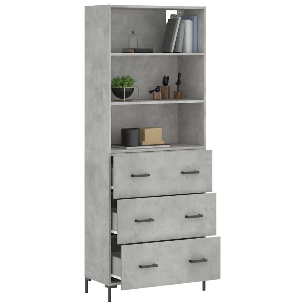 vidaXL Ντουλάπι Γκρι Σκυροδέματος 69,5x34x180 εκ. Επεξεργασμένο Ξύλο