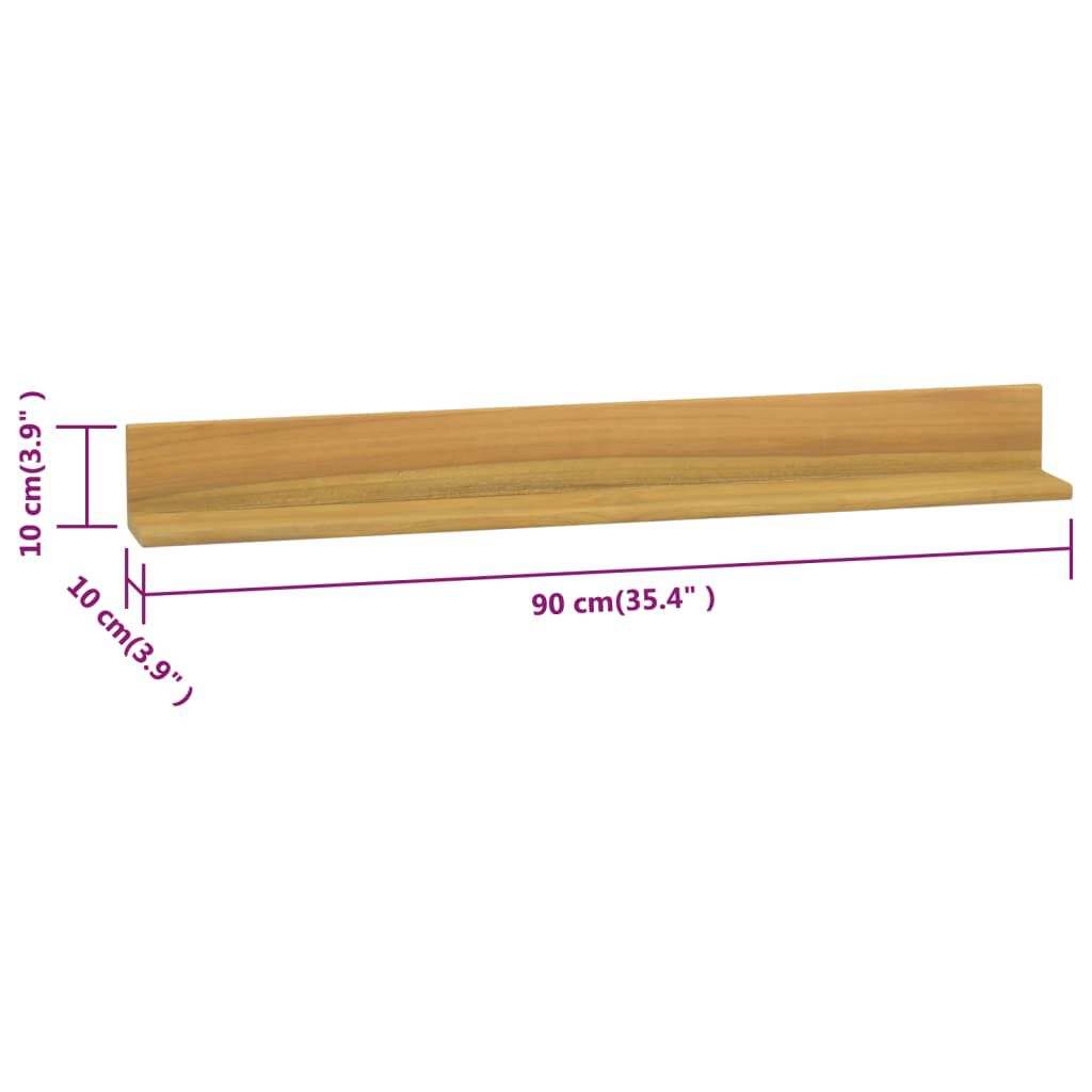 vidaXL Ράφια Τοίχου 2 τεμ. 90 x 10 x 10 εκ. από Μασίφ Ξύλο Teak